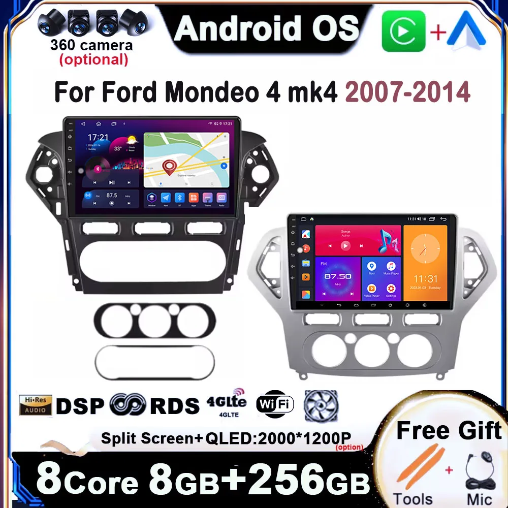 10-дюймовый для Ford Mondeo 4 mk4 2007-2010 2011-2014 Android 14 Автомобильный радиоплеер GPS Navi QLED