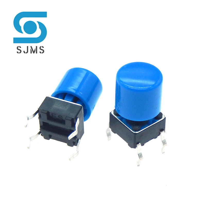 

10 шт. 6*6*7,3 мм DIP-4PIN SMD-4PIN мгновенный тактильный тактовый сенсорный микрокнопочный переключатель 6X6X7,3 мм + крышка переключателя цилиндричности A111