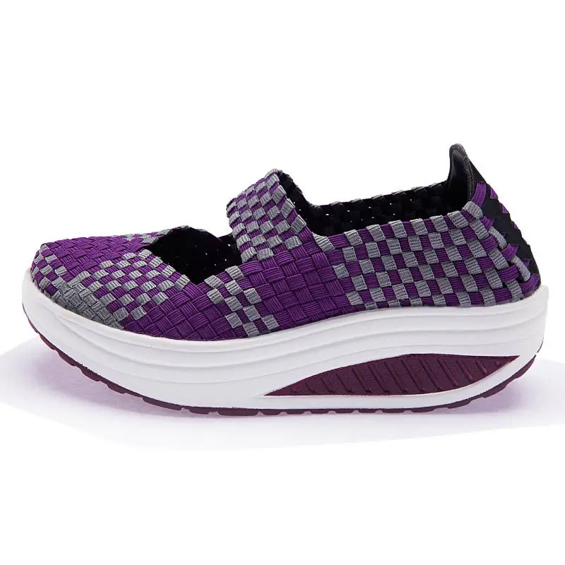 2023 Year New National Style Sports Women's Shoes Weight Loss Slimming Swing Shoes Woven Women's Heightened Thick Sole Shoes