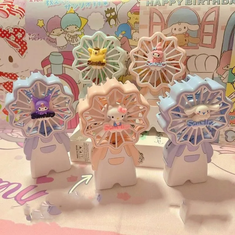 

Kawaii Cinnamoroll My Melody Kuromi ручной Мини Портативный Usb вентилятор аниме Sanrio девушка сердце выход портативный небольшой вентилятор
