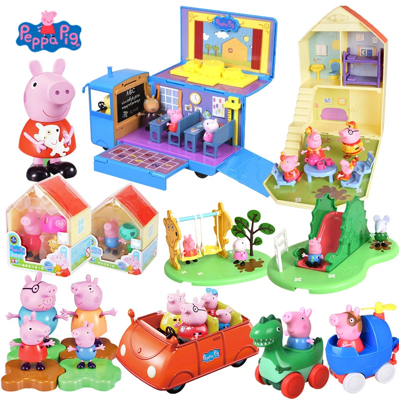 

Hasbro Peppa Pig George Family Toys Simulation Scene Peppa's Deluxe House Action Figures Play Set Vehicle Toy Kids Gift