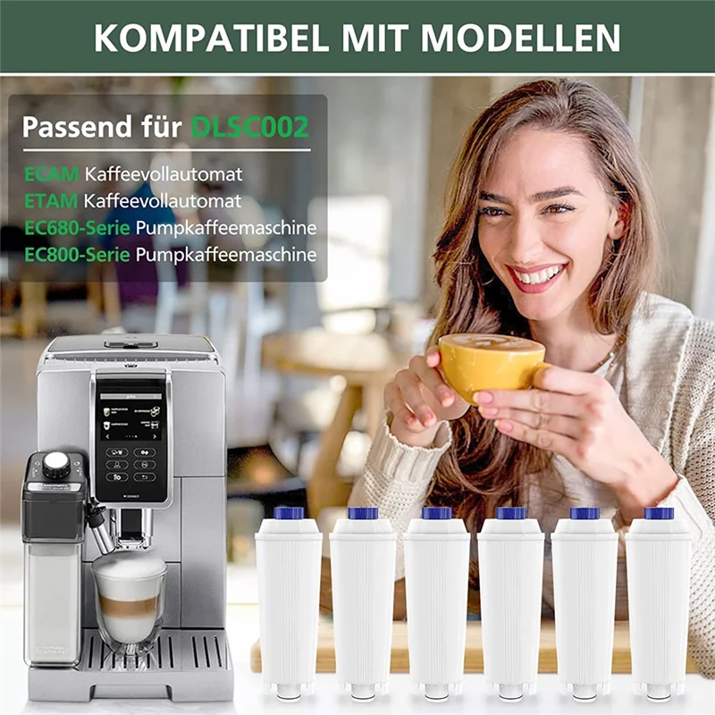 Фильтр для кофемашины в упаковке из 6 штук Delonghi Dlsc002 Ecam Esam Etam Bco Ec с смягчителем