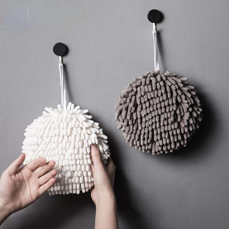 

Chenille Japanese-style Soft Hand Towel Nordic Hanging Water-absorbing Quick-drying Ball Kitchen and Bathroom Thickened