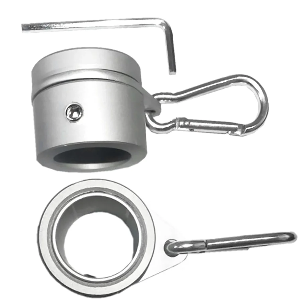 

2pcs Anti Wrap Aluminum Alloy Rustproof Adjustable With Carabiner Grommet Flag Pole Ring 360 Degree Rotating Silver Easy Install