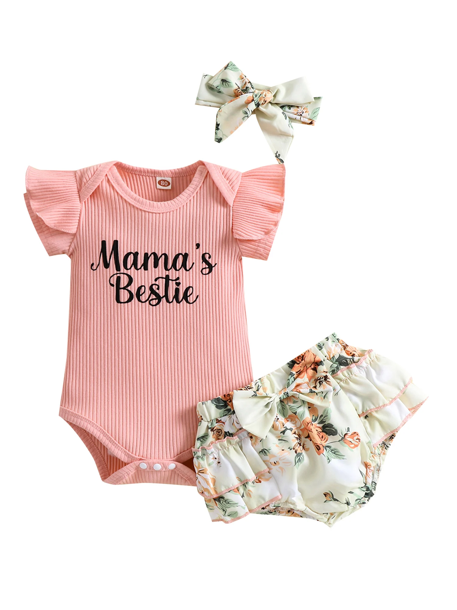 

Детский комбинезон с коротким рукавом, круглым вырезом и принтом