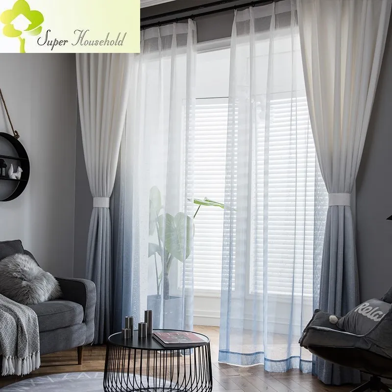

5 Color Gradient Thermal Insulation Cloth Curtains for Living Room Kitchen Window Treatments Curtain for Bedroom Tulle Drapes