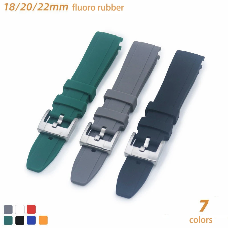 Arc interface silicone strap compatible for Rolex/tissot/omega/turdo/seiko smart arc fluorine rubber watch strap 18/20/22mm