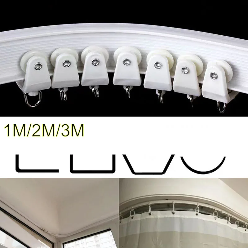 

1M 2M 3M Curtain Track Rail Straight Flexible Ceiling top side Mounted wall Windows Balcony Plastic Bendable Home Accessories