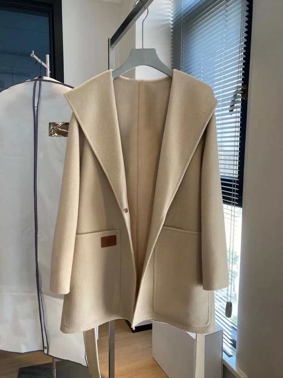 

Cashmere coat hooded version casual fashion 2023 autumn new 0325