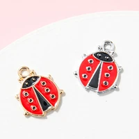 10pcs enamel ladybug bettle charm gold plated pendant jewerly making bracelet findings necklace earrings accessories craft diy