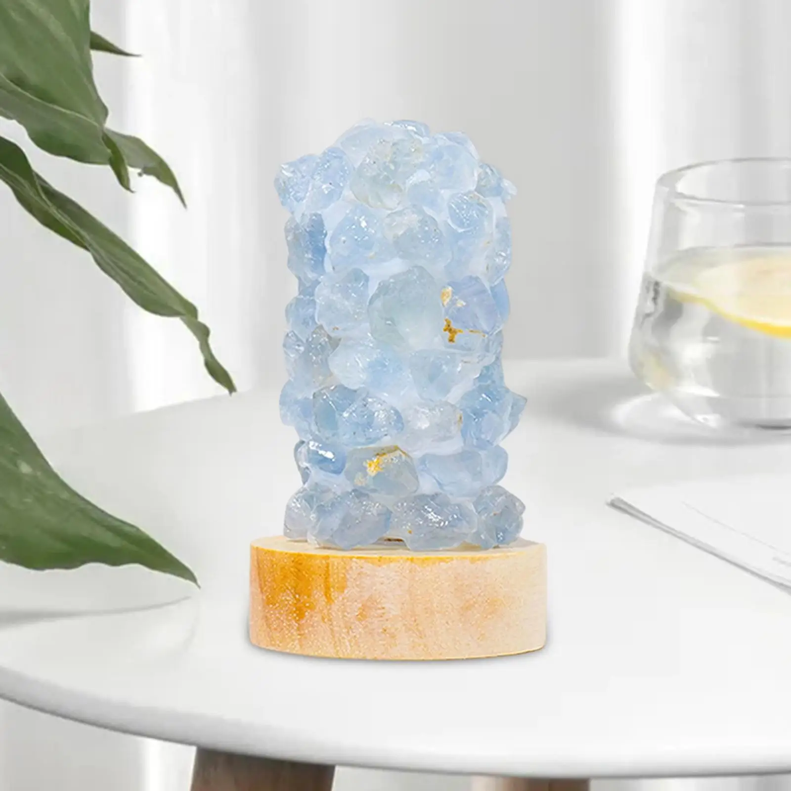 

Creative Crystal Night Lamp Wooden Base for Home Decor Countertop Holiday