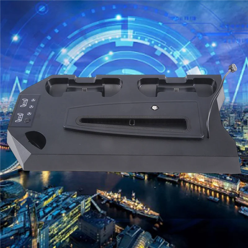 Фото Охлаждающая подставка GO-For PS5 Slim/PS5 для док-станции с вентилятором DE/UHD, ультратонкая многофункциональная подставка для прямой зарядки, простая в использовании, Bl №2