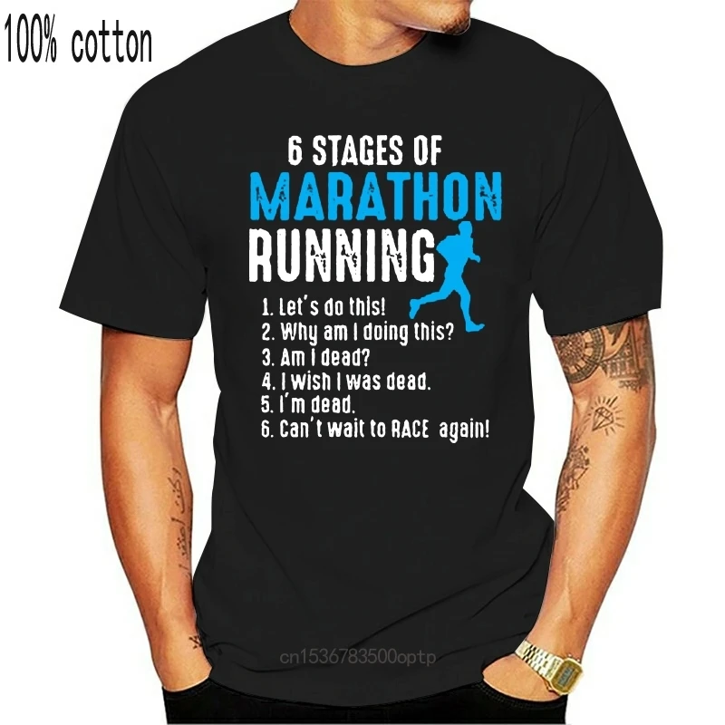 

New Custom 6 Stages Of Marathon Running Runner Triathlon Run Tshirt Woman Black Harajuku T-Shirt For Mens Short-Sleeve Male Tee