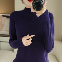 autumn and winter women cashmere sweaters pullover long sleeve half turtleneck basic style jumper knitted tops cashmere sweater