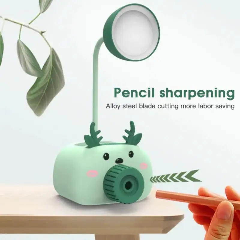 

Cartoon Piggy Pen Holder Pencil Sharpener Mini Table Lamp USB Charger LED Light Child Student Eye Protection Lamp