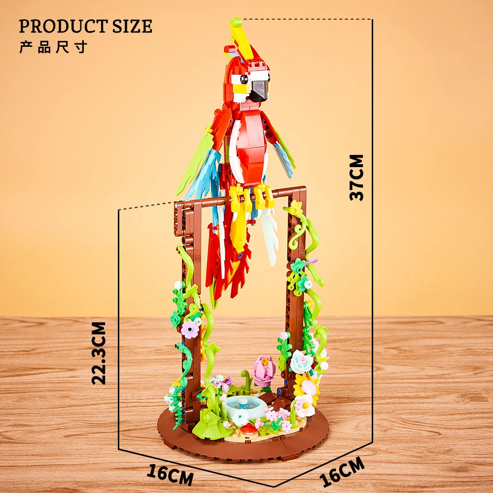 Новая Креативная идея поворотная модель попугаев строительные блоки собранные