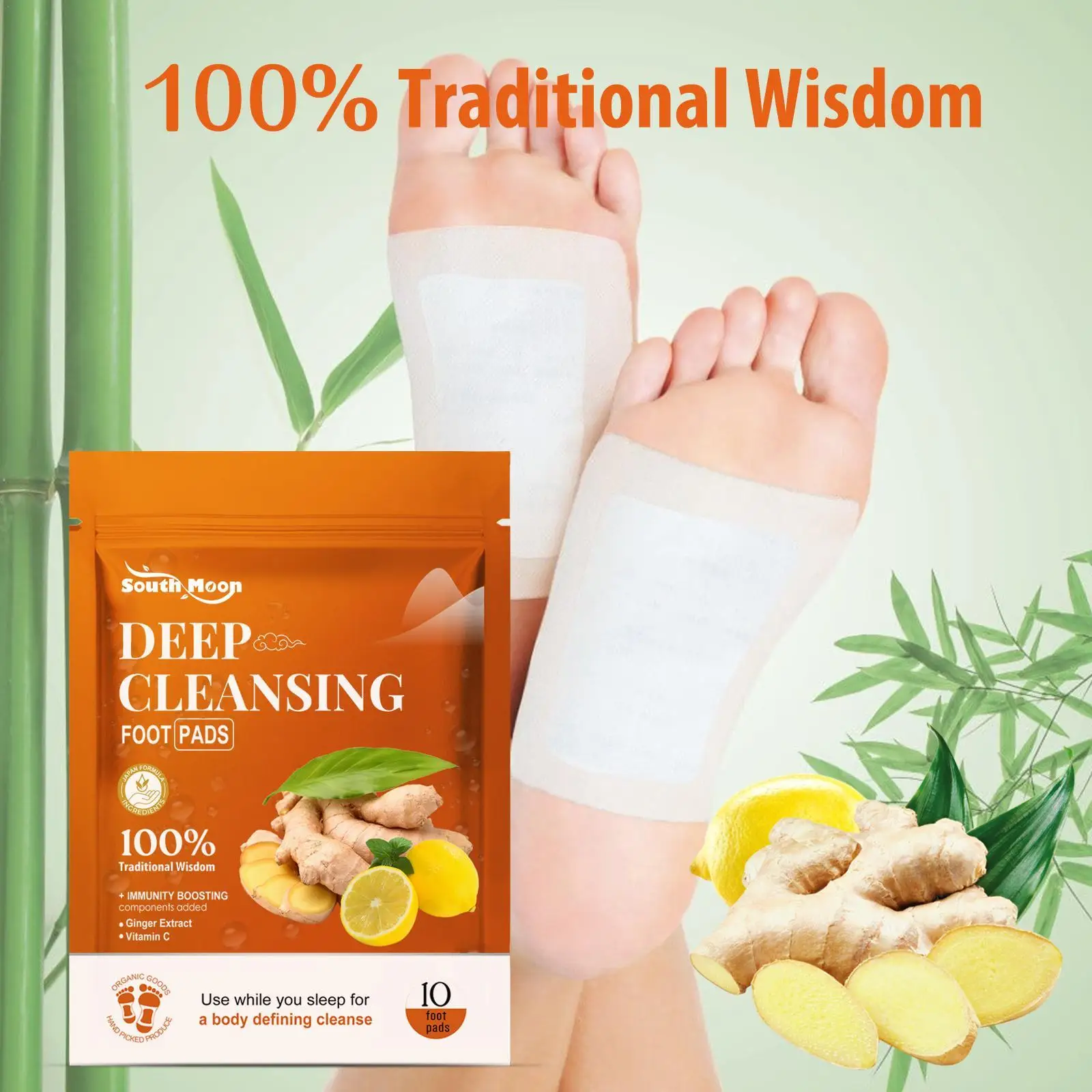 

10pcs/Pack Ginger Wormwood Detox Foot Patches Deep Cleansing Foot Pad Stress Relief & Improve Sleep Detoxification Foot Patches