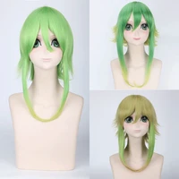 40cm vocaloid megpoid gumi cosplay wig green golden ombre short layered fluffy heat resistant hair wig