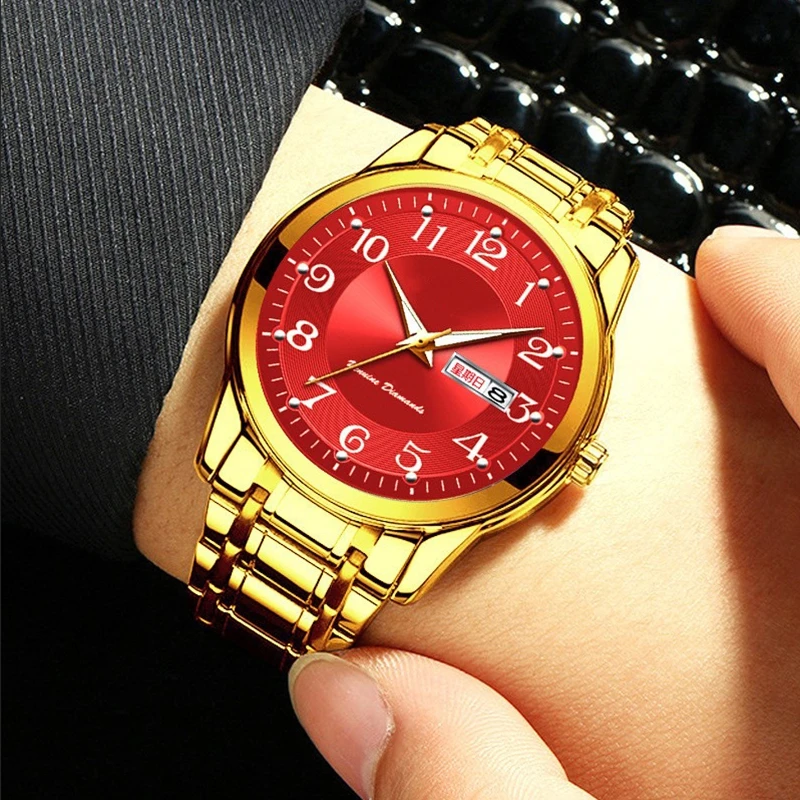 

Brand Male Luxury Men Quartz Watch Brand Steel Calendar 30 Meters Waterproof Men's Watch Gold Clock for Menes Relogio Masculino