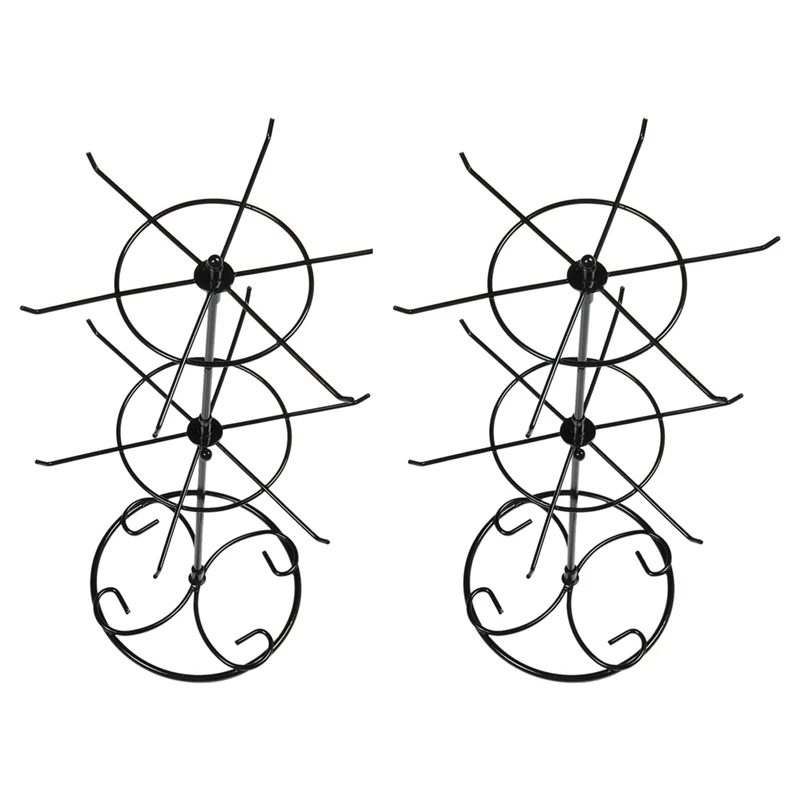 

2X двойная металлическая оправа для ювелирных изделий, серьги, ожерелье, браслет, демонстрационная подставка, черный