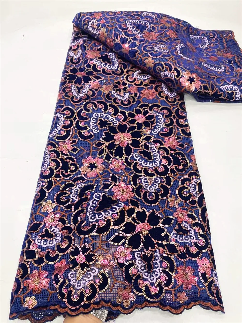 

Uifelace Sequins Skin Laser Cut Velvet Fabric Latest 2023 African Tulle Fabric French Mesh Net Nigerian Occasions Wear F4063