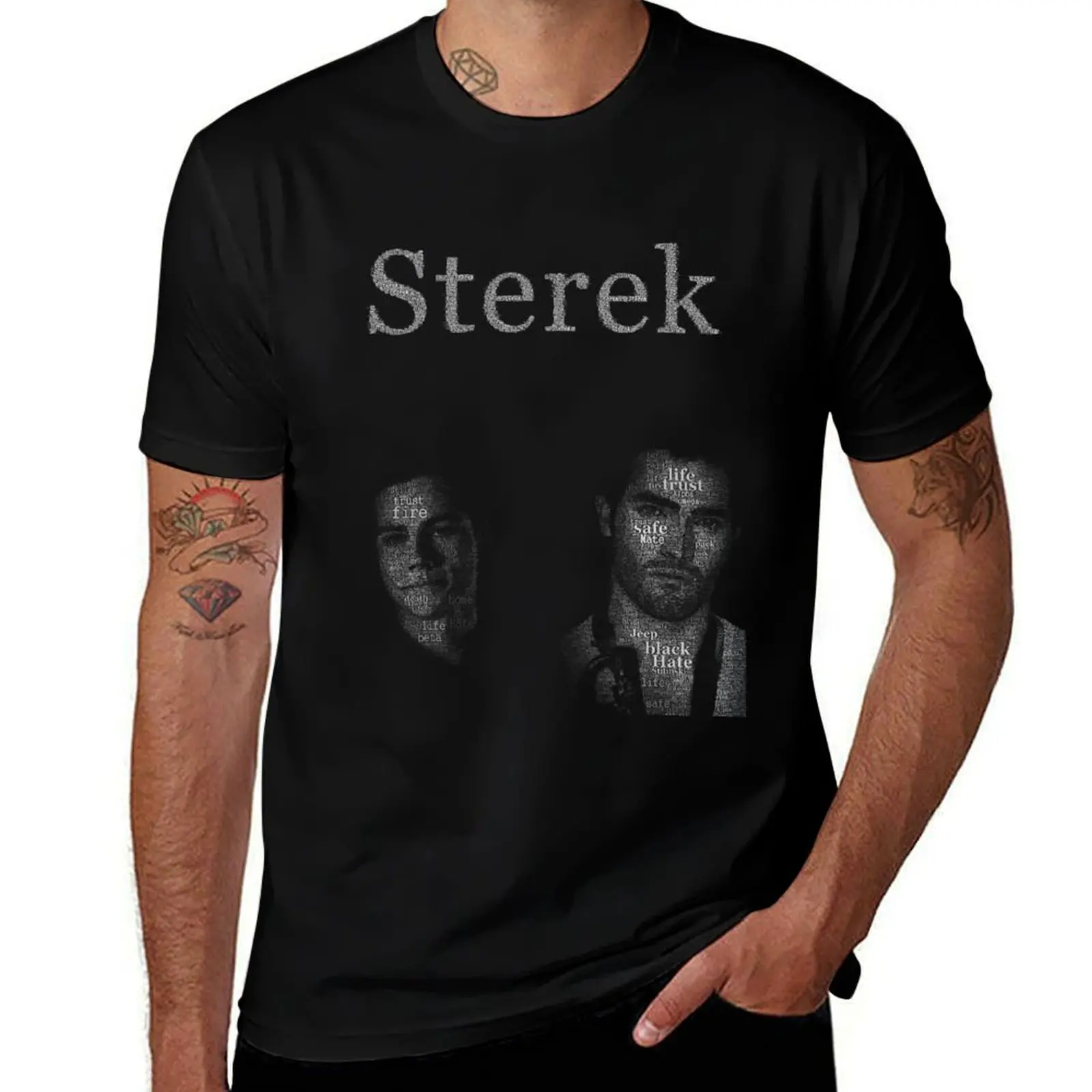 Фото Футболка Sterek Typographyfor, только темных цветов, большого размера, с короткими рукавами, для мужчин №1
