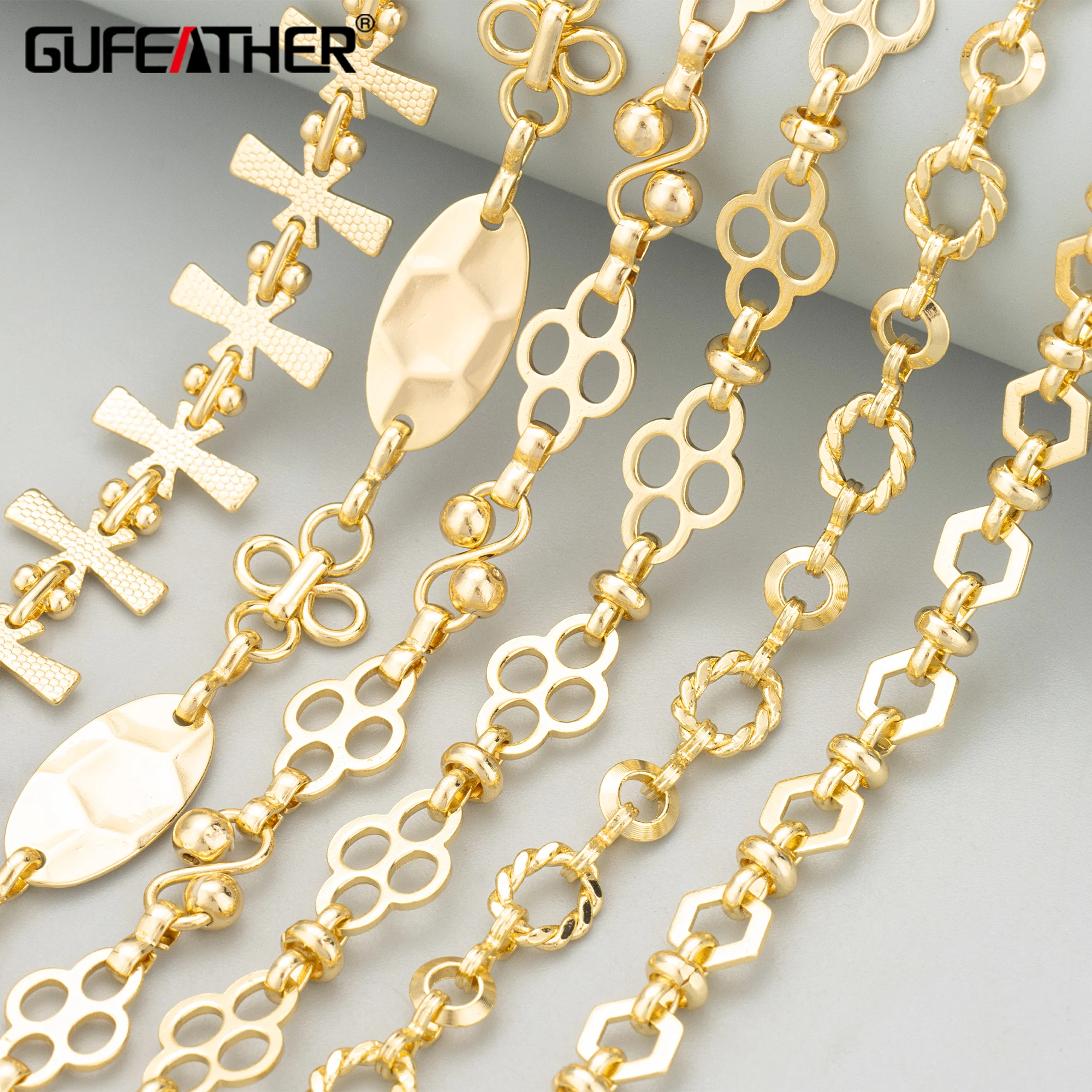 GUFEATHER 1 м/лот C413 цепочка 18-каратное золото с родиевым покрытием медь без никеля