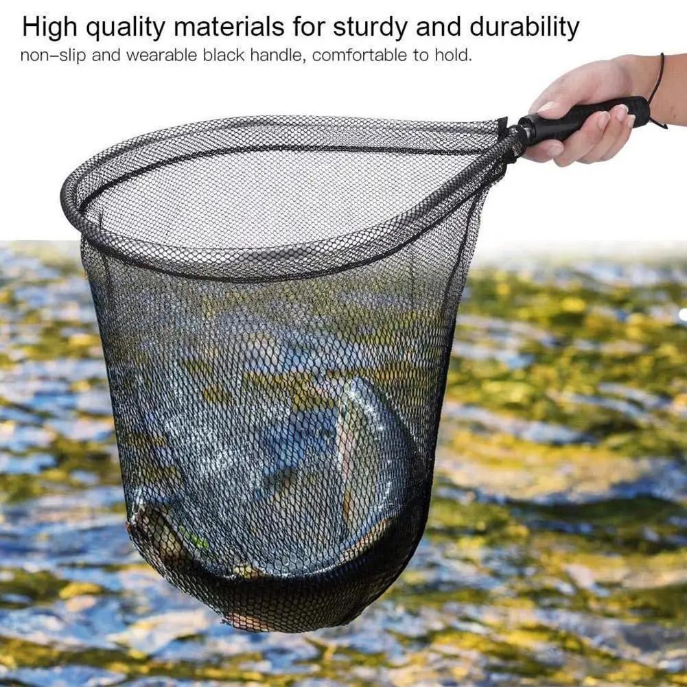 

Black Aluminum Alloy Nets Fishing Tackle Fly Fishing Net Line Folding Portable Dip Tank Cage Durable Fishing Fish Fishnet T7U1