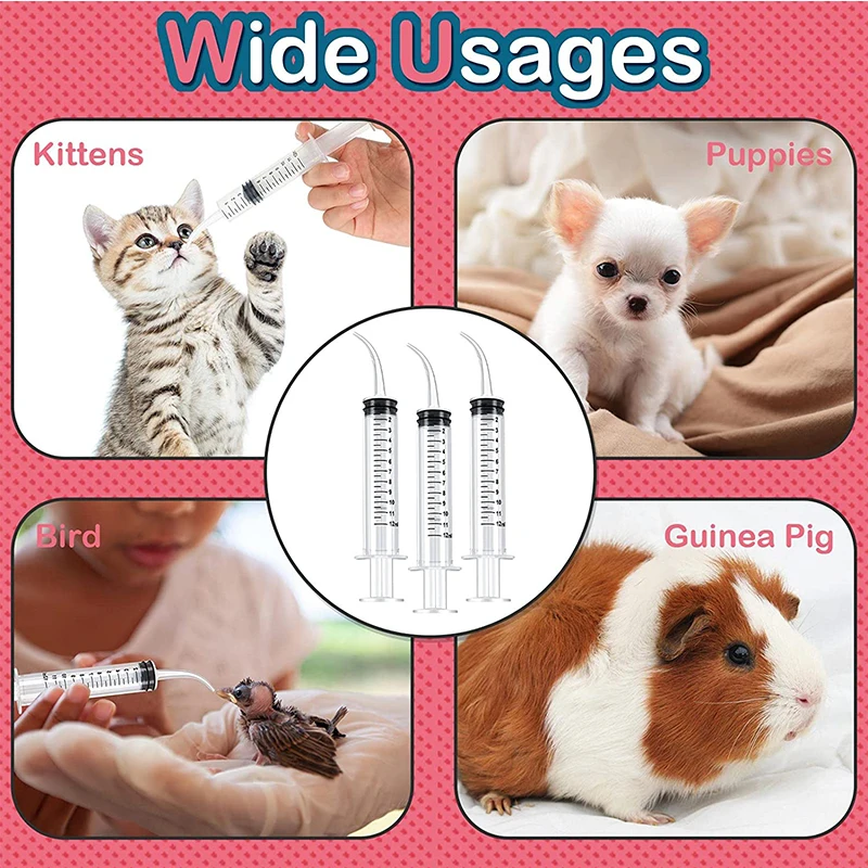 Pet Feeding Syringes with Scale 12mL Pet Water Feeding for Puppy Cats Small Animal Liquid Syringe Water Feeder Pet Supplies images - 2