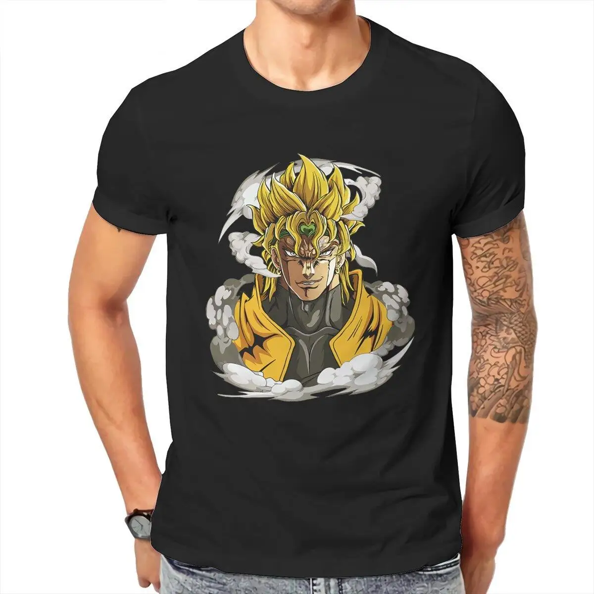 Dio Brando Jojos Bizarre Adventure  T Shirt for Men 100% Cotton Vintage T-Shirts  Japanese Anime Manga Tee Shirt Clothing 6XL