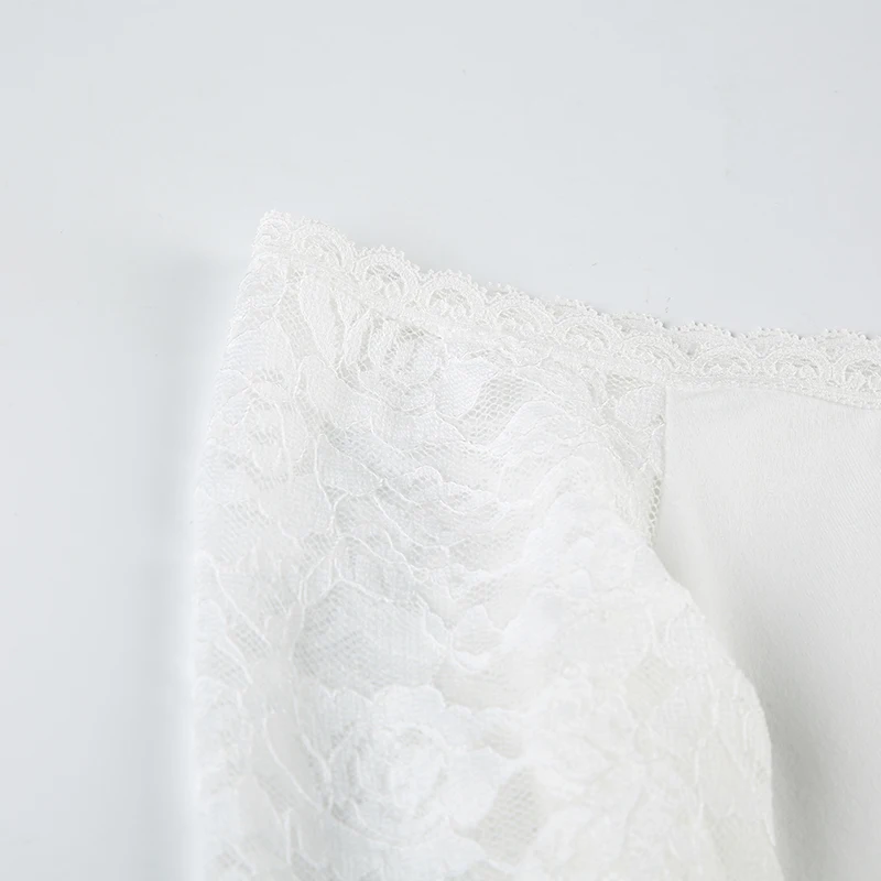 CIBBAR Белый Однотонный Кружевной Топ С Вышивкой Y2K Женский Повседневный Модный