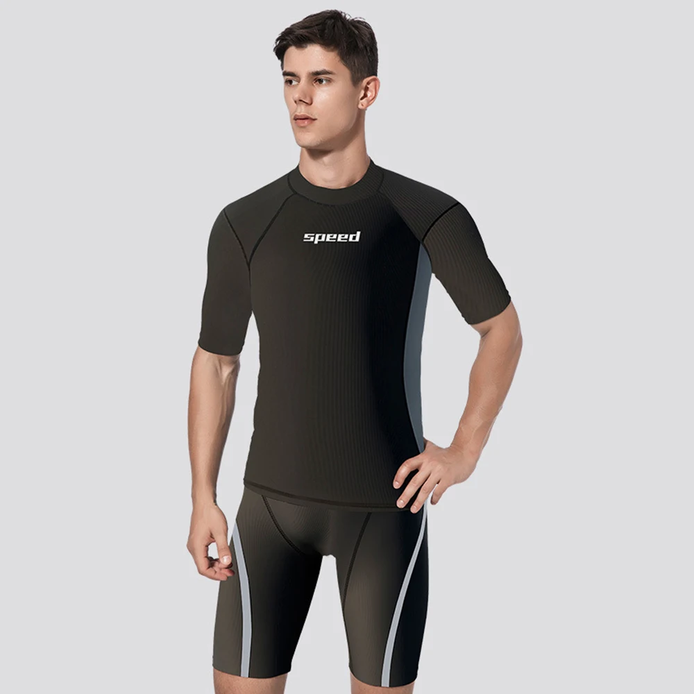New men's short-sleeved split swimsuit sunscreen quick-drying beach surfing suit water sports snorkeling swimming surfing suit