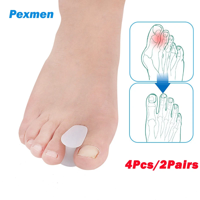 

Pexmen 4Pcs/2Pair Gel Toe Separator Hallux Valgus Bunion Corrector Soft Toes Spreader Toe Protector Spacer Foot Care Tool