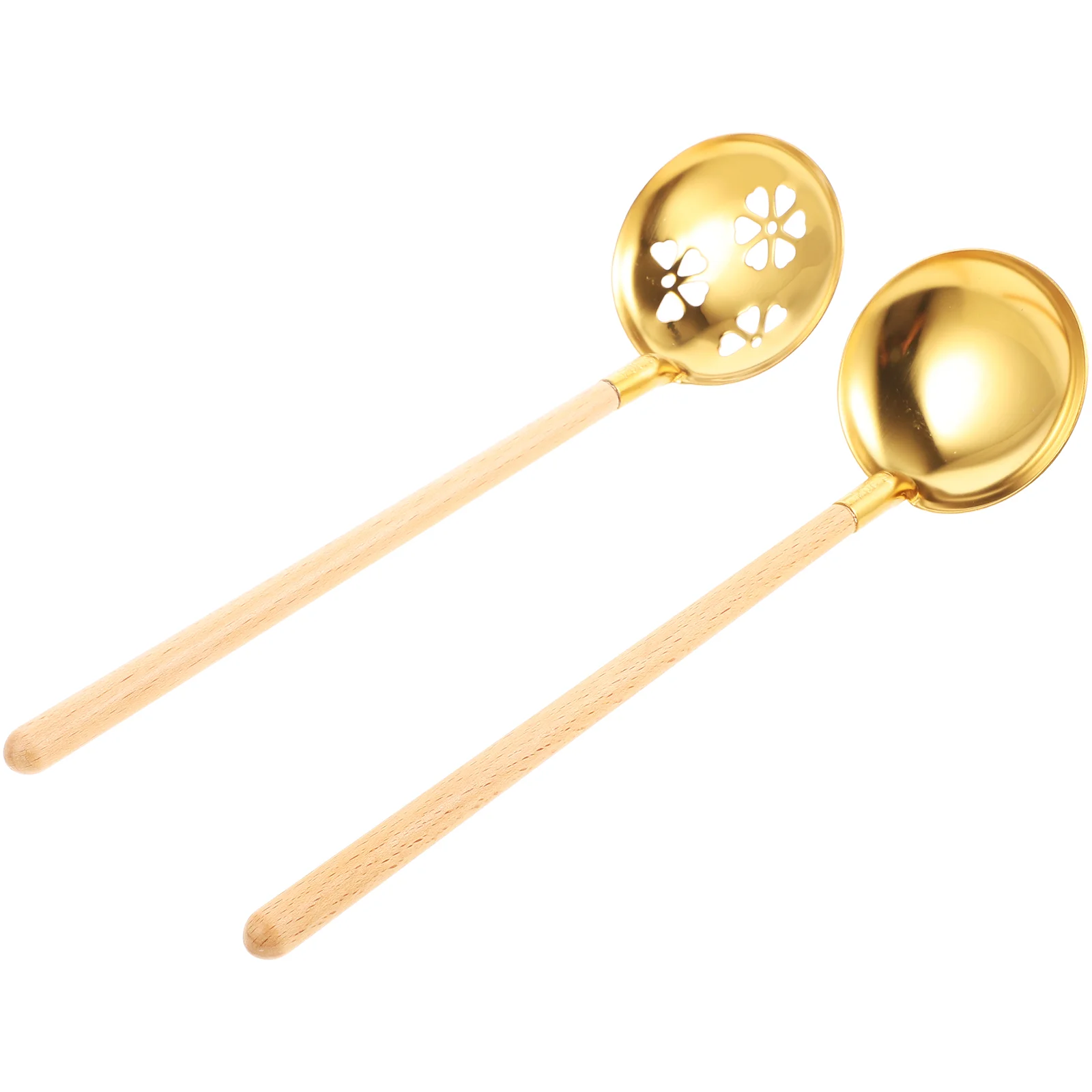 

Spoon Soup Ladle Metal Serving Slotted Handlestirringwooden Mixing Wood Cooking Stainless Steel Ramen Japanese Spoons Strainer