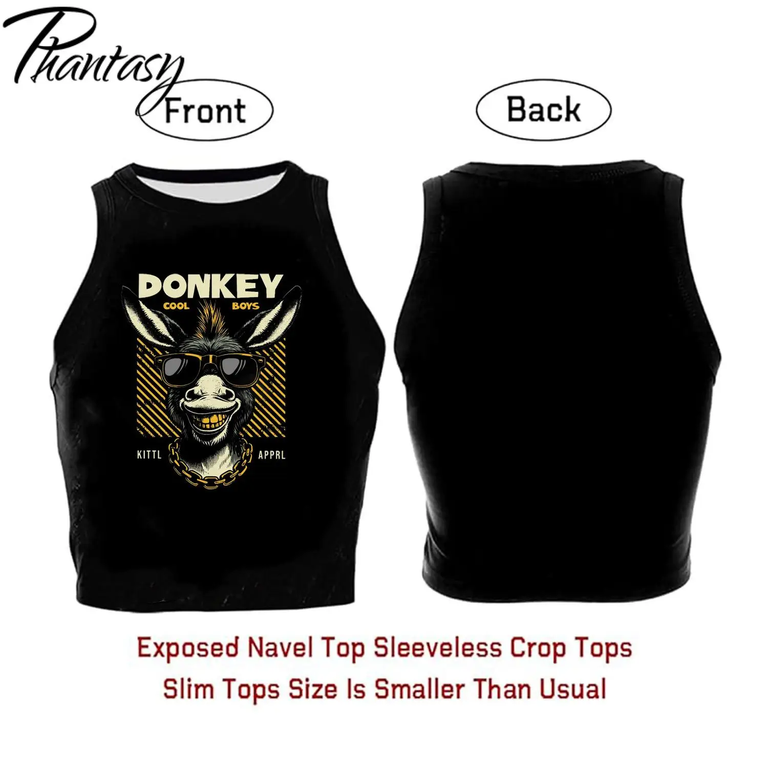 Жилет с графическим принтом Phantasy Donkey женские сексуальные укороченные топы
