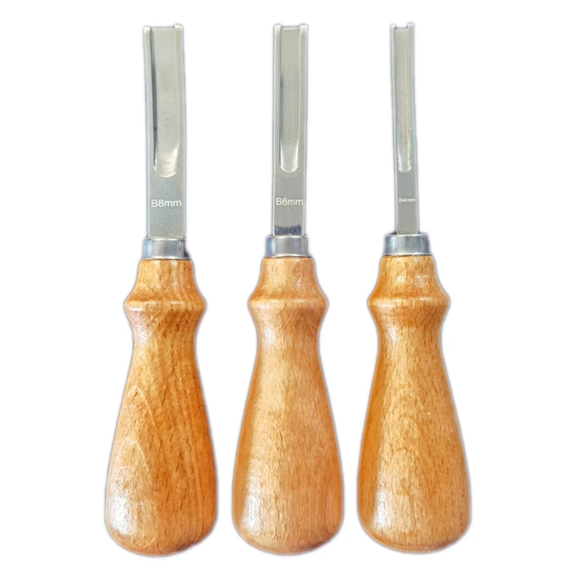 

3Pcs Leather Craft Leather Edge Skiving Leather Beveler Tool Set 3 Sizes(4Mm 6Mm And 8Mm)