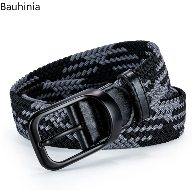 New 105/115/125cm Young Men's And Women's Elastic Pin Buckle Belt Fashion All-match Soft And Breathable Canvas Woven Belt