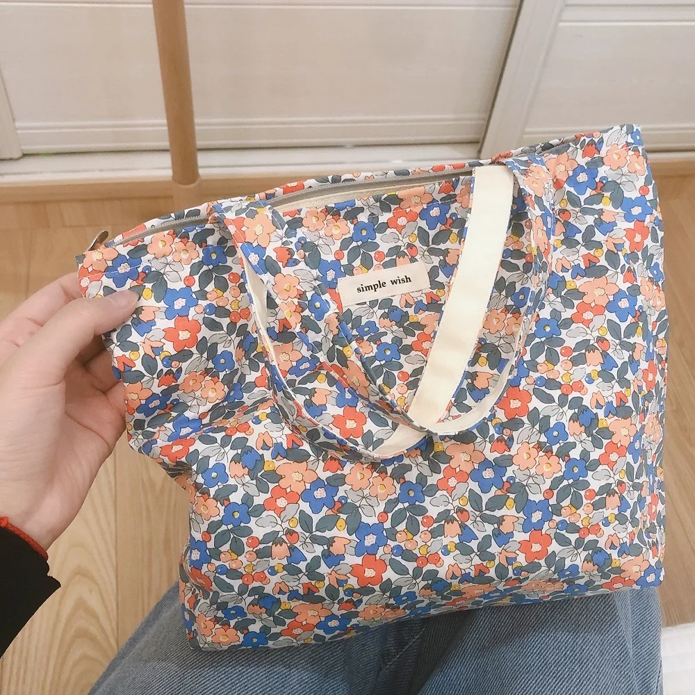 

1PC Small Cotton Women Handbag Zipper Female Reusable Muti-function Top-handle Tote Bag Mini Shopping Commuter Lunch Mommy Bags