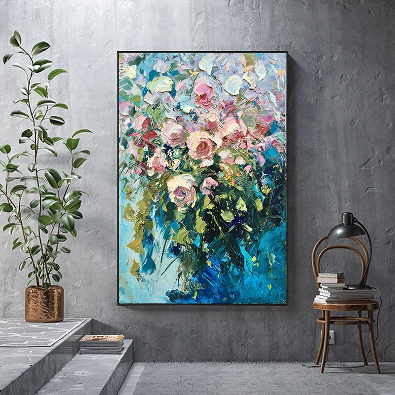 Современная абстрактная картина с розами на холсте водостойкая чернильная