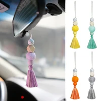 car wood silicone felt ball pendant rearview mirror hanging ornaments perfume diffuser aromatherapy auto interior tassel decor