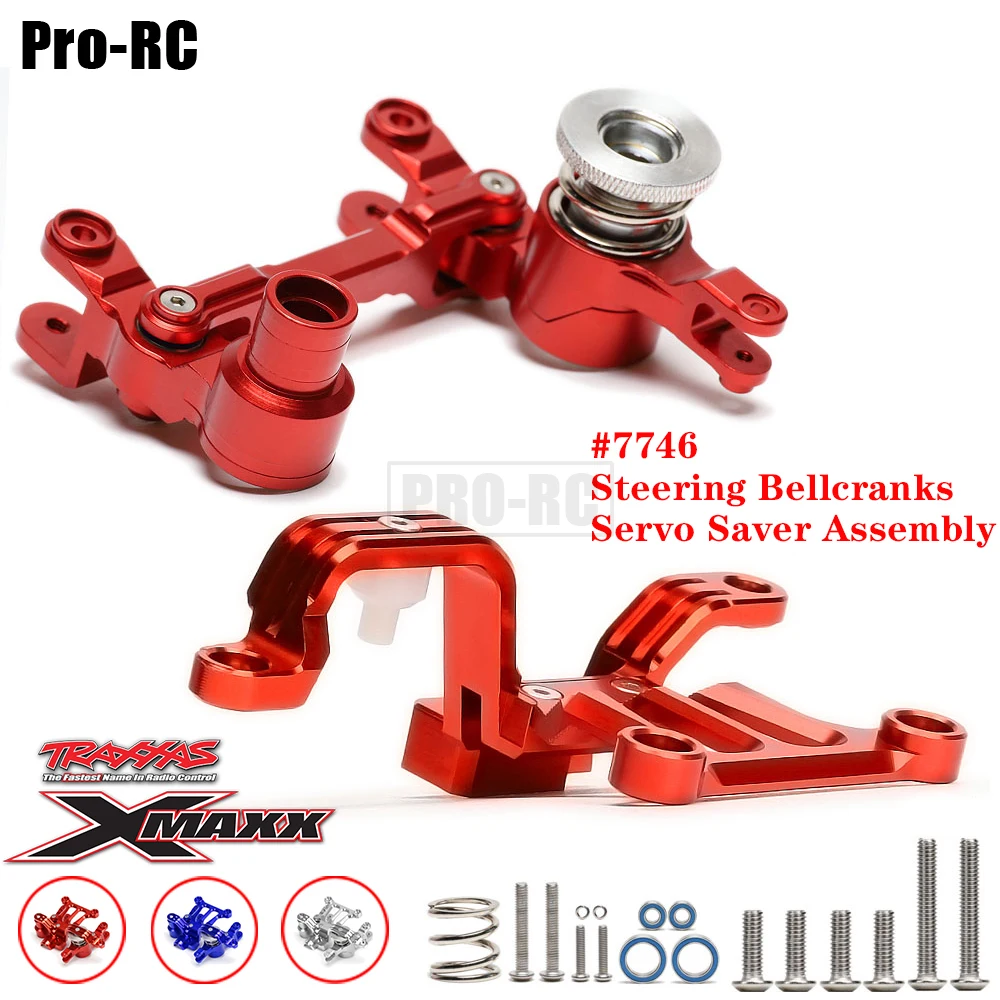 1Set #7746 Alu Alloy Steering Bellcranks Support / Servo Saver & Spring & Bearings Assembly for RC Car Traxxas 1/5 X-MAXX 6S 8S