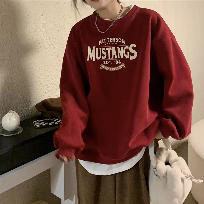 

6422 2022 new autumn and winter plus velvet thick fake two-piece pullover Sweatshirts
