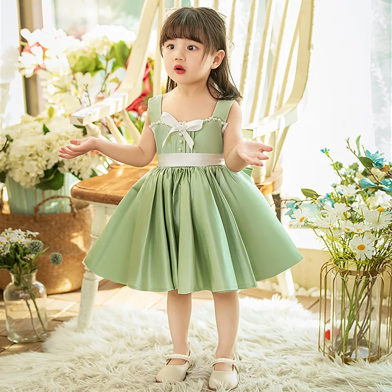 

Baby Girls Spanish Court Lolita Princess Ball Gown Children Sleeveless Bow Beading Birthday Party Evening Prom Dresses y539