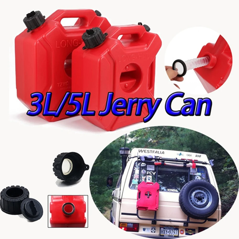 3L/5L Portable Fuel Tank Plastic Can Gas Diesel Lock ATV SUV Motorcycle Spare Petrol Oil Tank with Mount Kit Petrol Jerry Can