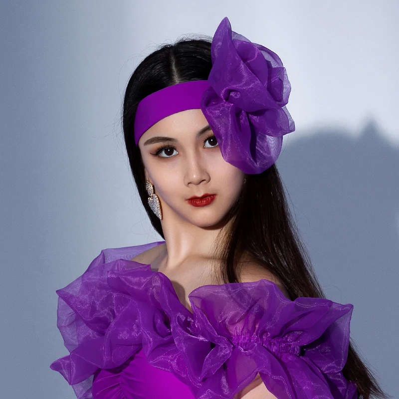 

Головной убор для латиноамериканских танцев DWY8218, Профессиональный головной убор для самбы с цветком, 4 цвета, аксессуары для соревнований п...