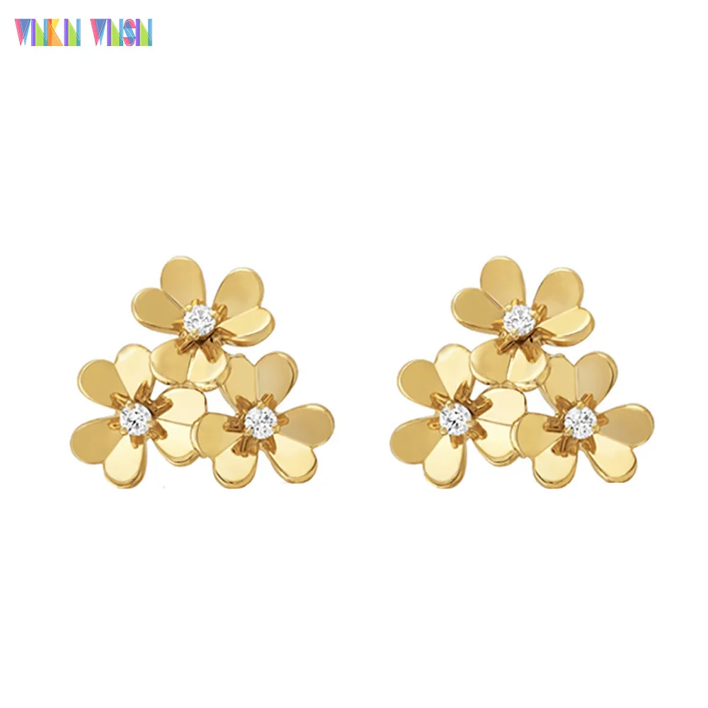 

WinkinWinsin Brand L Series Lady Eardrop Shining Flower Design Girl Stud Earring Brass Alloy Fashion Jewelry Earrings for Women