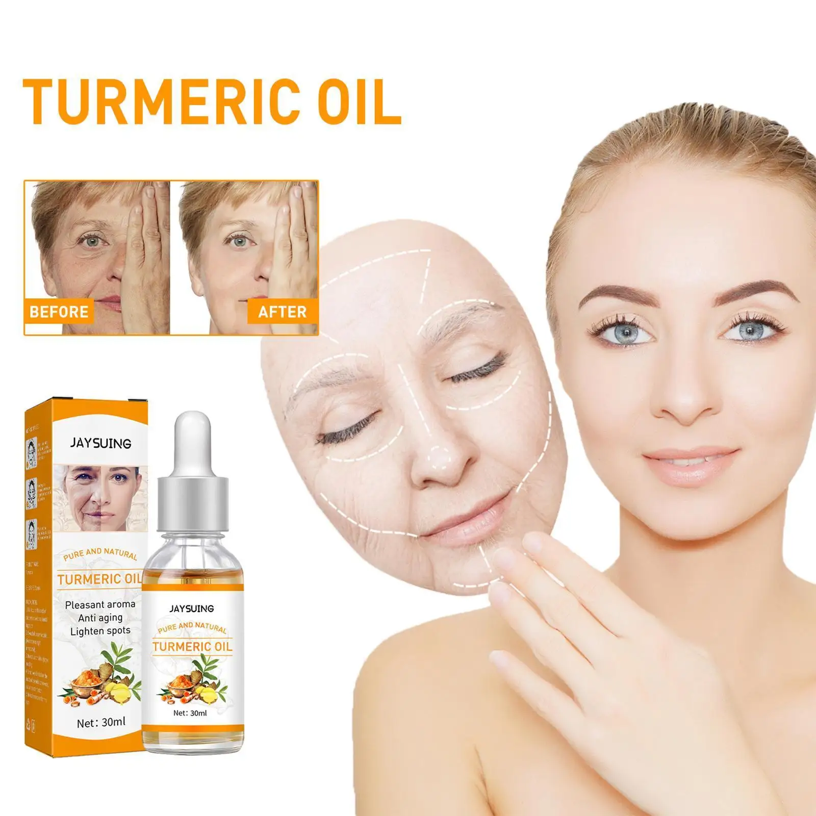 

30mL Turmeric Lemon Oil Skin Glow To Lightening Acne Serum Face Spot Skin Acne Dark Corrector Patches Whitening Dark Bright V6L7