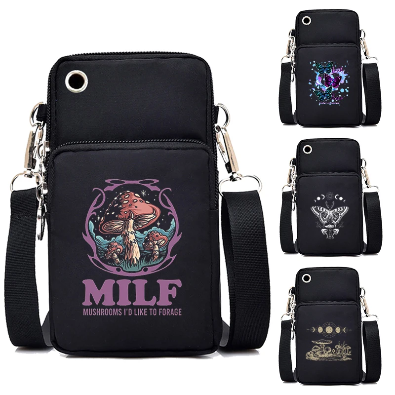 

Mushroom Graphic Mini Backpack Woman Funny Mobile Phone Bag Hip Hop Brand Teenager Wrist Pack Trend Shoulder Bag Unisex Handbags