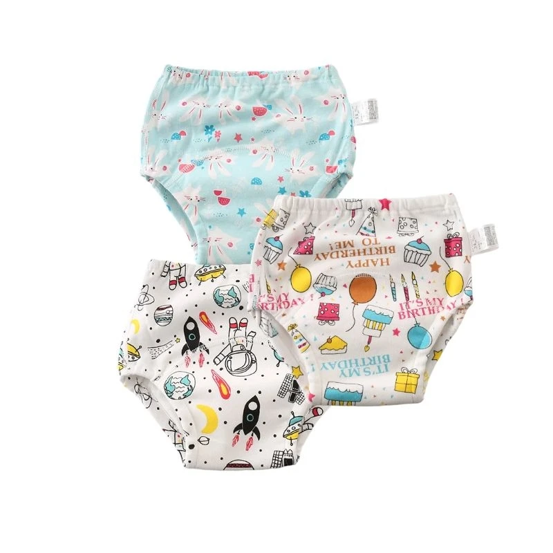 3 шт./партия детские трусики-подгузники с регулируемой талией