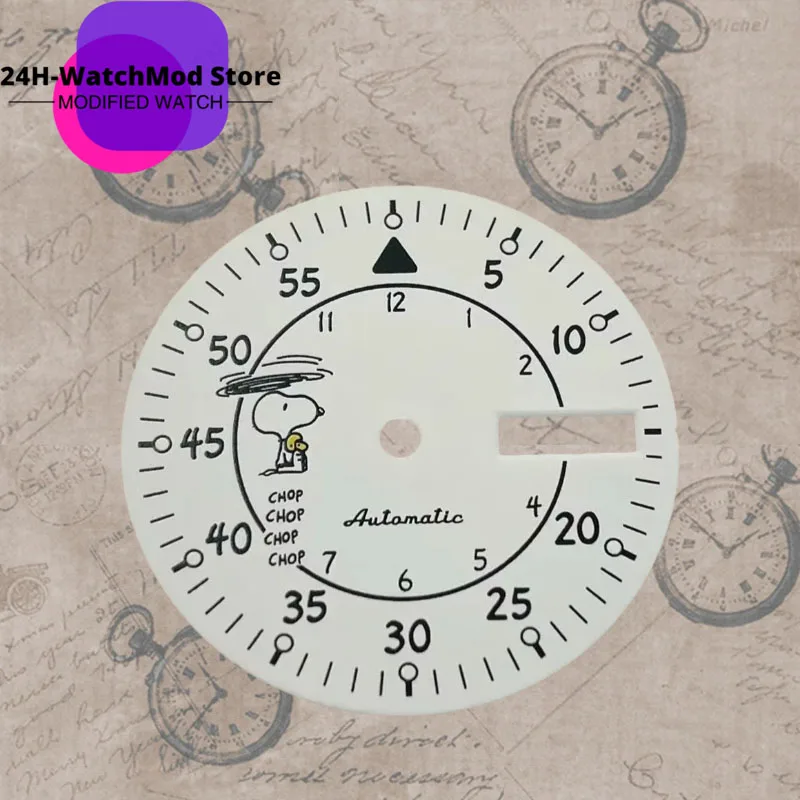 Циферблат для часов Cartoon Dog 28 5 мм зеленый светящийся белый